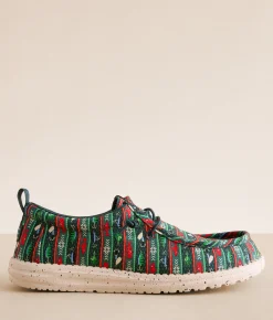 HEYDUDE™ Wally Fishmas Sweater Shoe Pine Green Multi Best