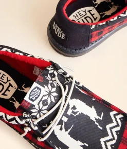 Shoes | HEYDUDE™ Wally Holiday Cheers Shoe Black Multi