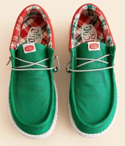 HEYDUDE™ Wally Holiday Elf Shoe Green Red