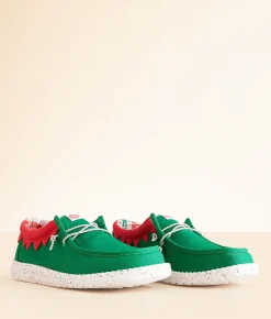 HEYDUDE™ Wally Holiday Elf Shoe Green Red