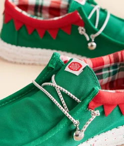 HEYDUDE™ Wally Holiday Elf Shoe Green Red