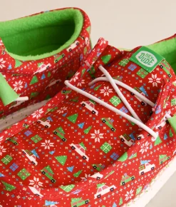 HEYDUDE™ Wally Holiday Sweater Shoe Red Green Multi Sale