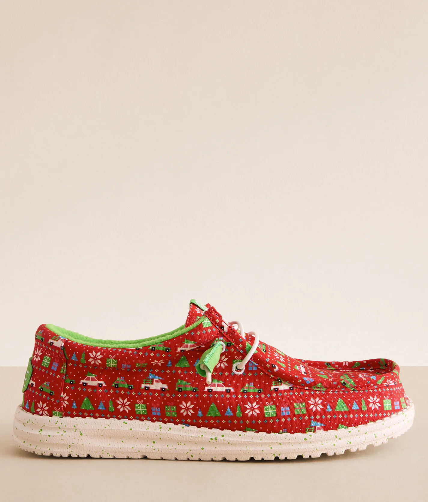 HEYDUDE™ Wally Holiday Sweater Shoe Red Green Multi Sale