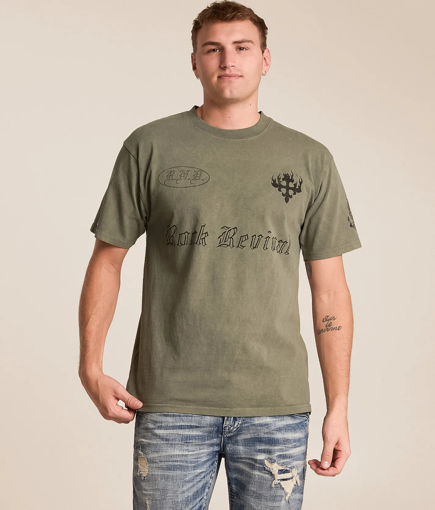Tops|Graphic T-Shirts | Rock Revival Ward T-Shirt Mash Green