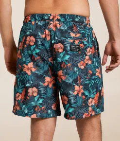 Bottoms|Swimwear | Howitzer War Flowers Stretch Swim Trunks Black