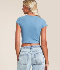 Tops | Billabong Warm Sun Rays Cropped T-Shirt Blue Shadow