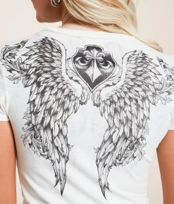 Tops | Affliction Wash Cropped T-Shirt White Reactive
