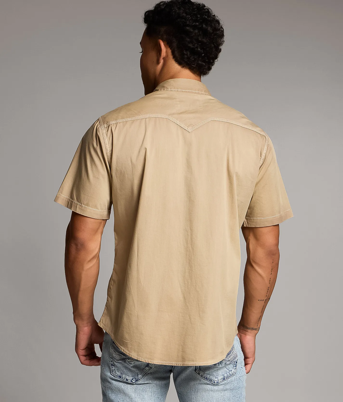 BKE Vintage Washed Athletic Stretch Shirt Tan Online