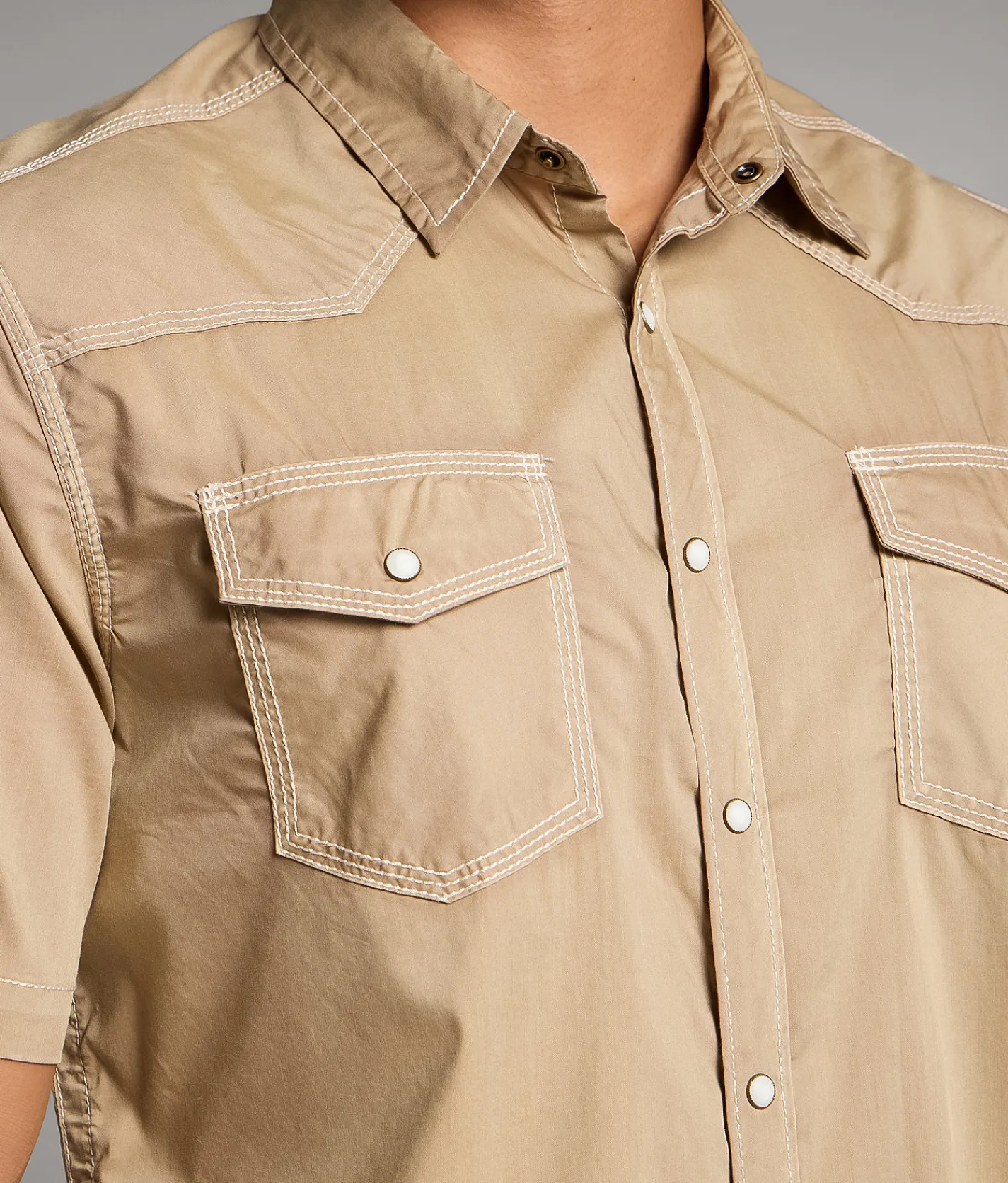 BKE Vintage Washed Athletic Stretch Shirt Tan Online