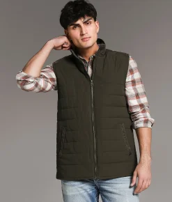 BKE Washed Canvas Vest Green Brown Best