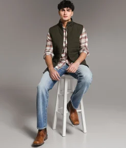 Coats & Jackets | BKE Washed Canvas Vest Green Brown