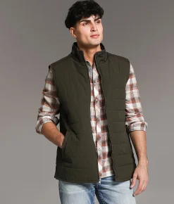 Coats & Jackets | BKE Washed Canvas Vest Green Brown