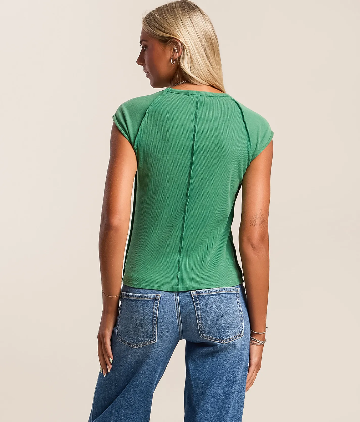 Tops | Gilded Intent Washed Cap Sleeve Top Bottle Green