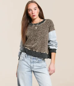 Tops | Gilded Intent Washed Pullover Cheetah