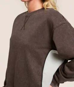 Tops|Activewear | Gilded Intent Washed Color Block Pullover Chocolate Martini