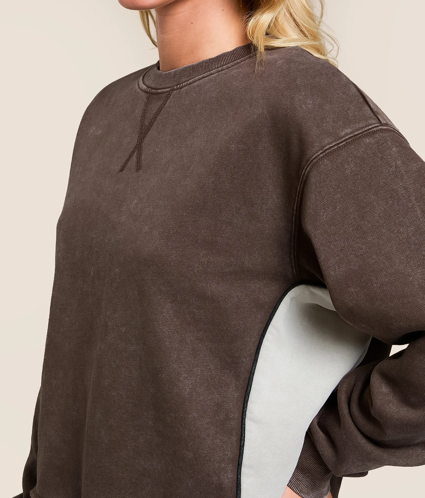 Tops|Activewear | Gilded Intent Washed Color Block Pullover Chocolate Martini