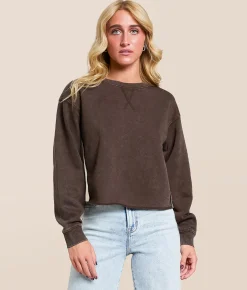 Tops|Activewear | Gilded Intent Washed Color Block Pullover Chocolate Martini