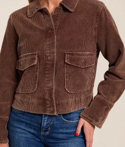 Stoosh Washed Corduroy Cropped Jacket Washed Brown Clearance