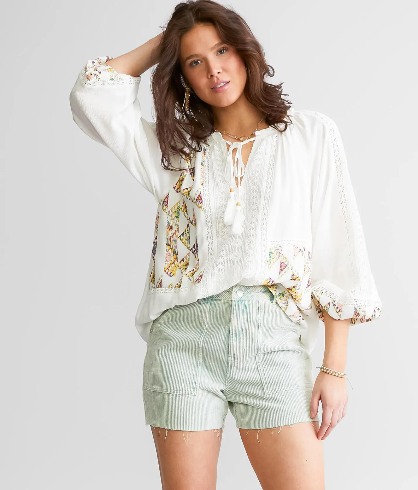 Bottoms|Shorts | Blue Blush Washed Corduroy Short Dusty Sage