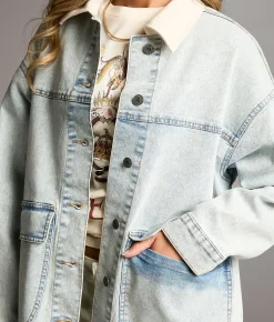 BKE Washed Denim Stretch Jacket Light Wash Clearance