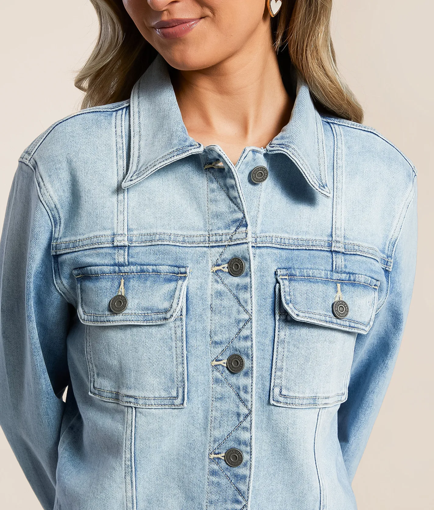 HIDDEN Washed Denim Stretch Jacket Light Wash Clearance