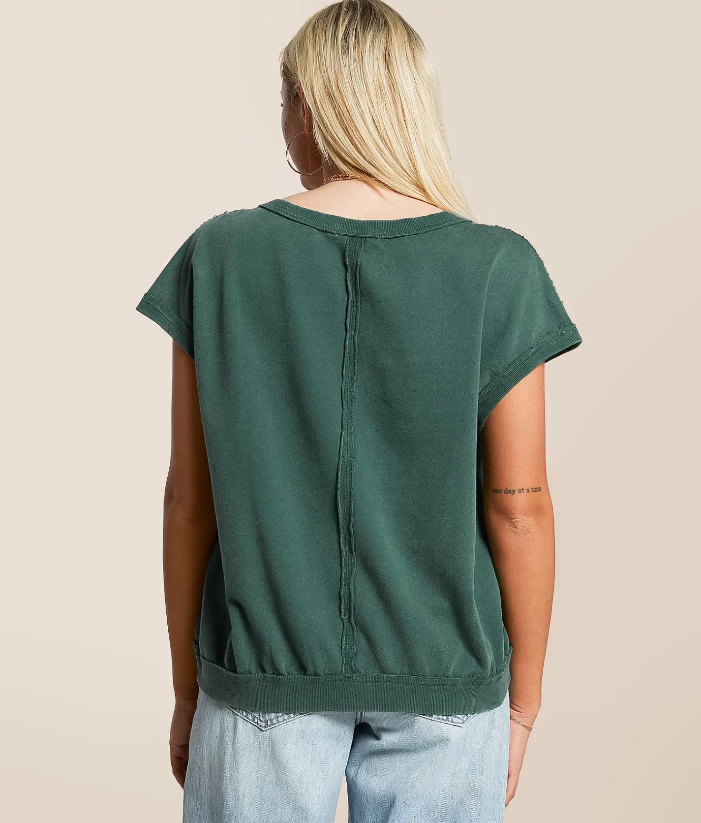 Tops | Gilded Intent Washed Dolman Oversized Pullover Deep Green