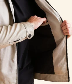 Buckle Black Washed Faux Leather Hooded Jacket Light Khaki Online