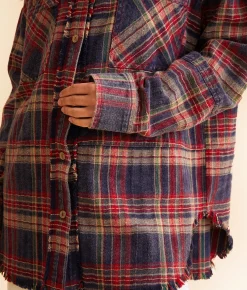 BKE Washed Flannel Boyfriend Shirt Brown Online