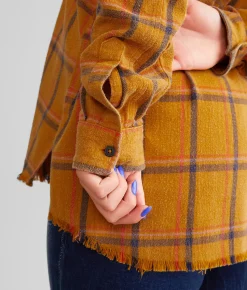 BKE Washed Flannel Boyfriend Shirt Gold Online