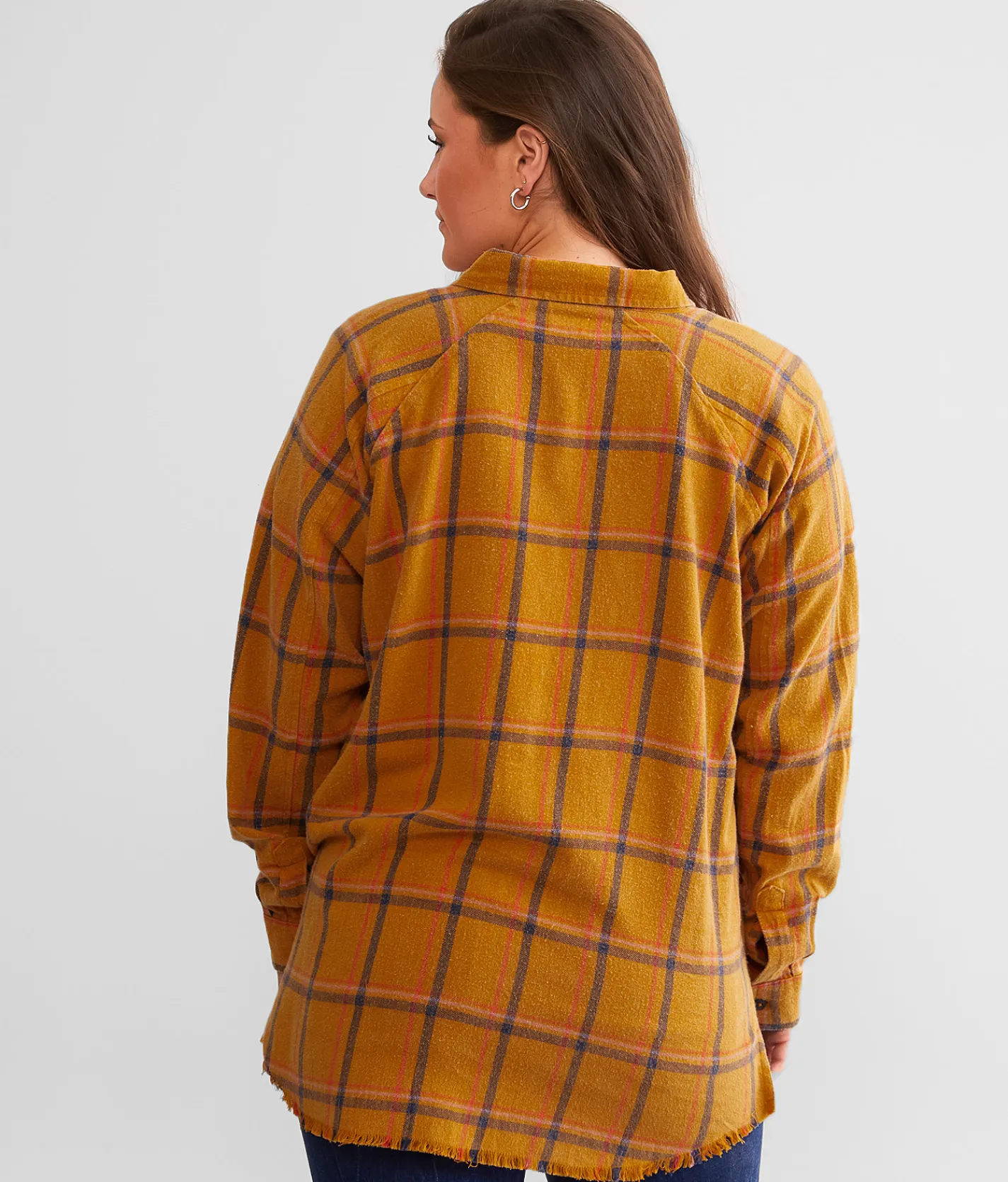 BKE Washed Flannel Boyfriend Shirt Gold Online