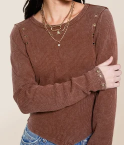 Gilded Intent Washed Grommet Hanky Top Cherry Mahogany Sale