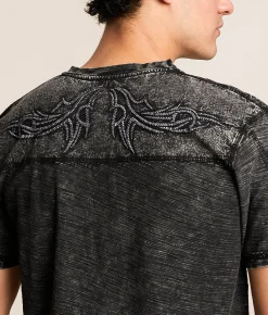 Tops | Buckle Black Washed Henley Black