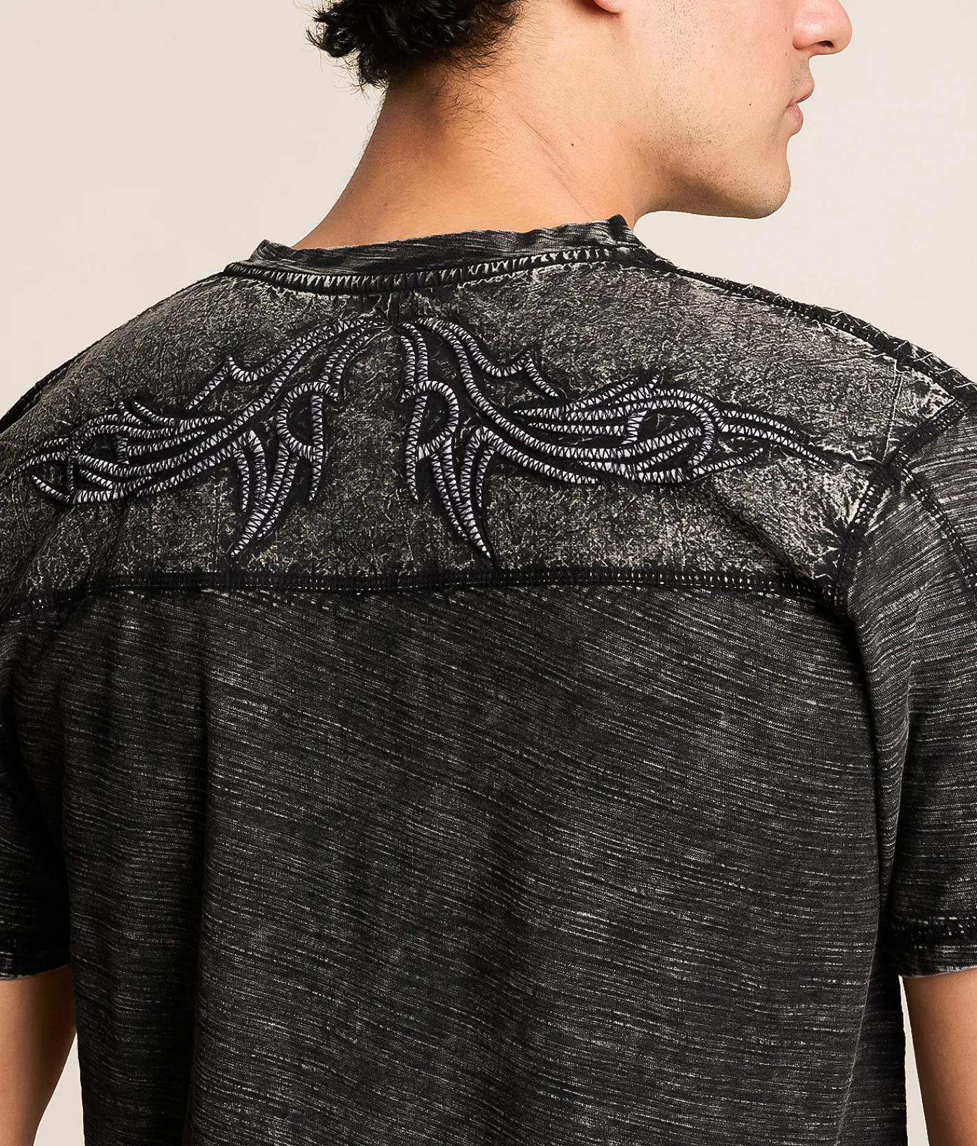 Tops | Buckle Black Washed Henley Black