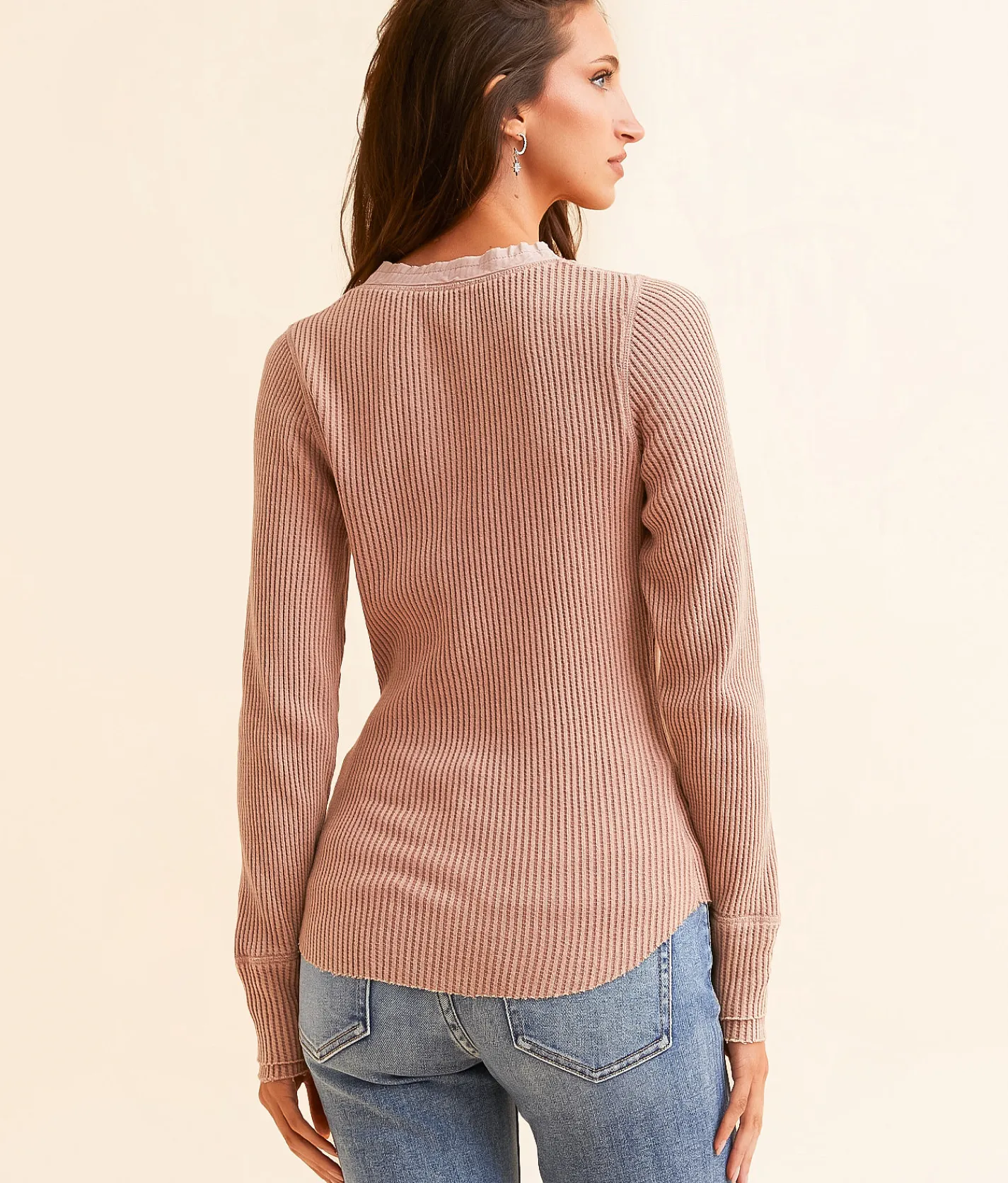 Tops | BKE Washed Henley Brown Stone
