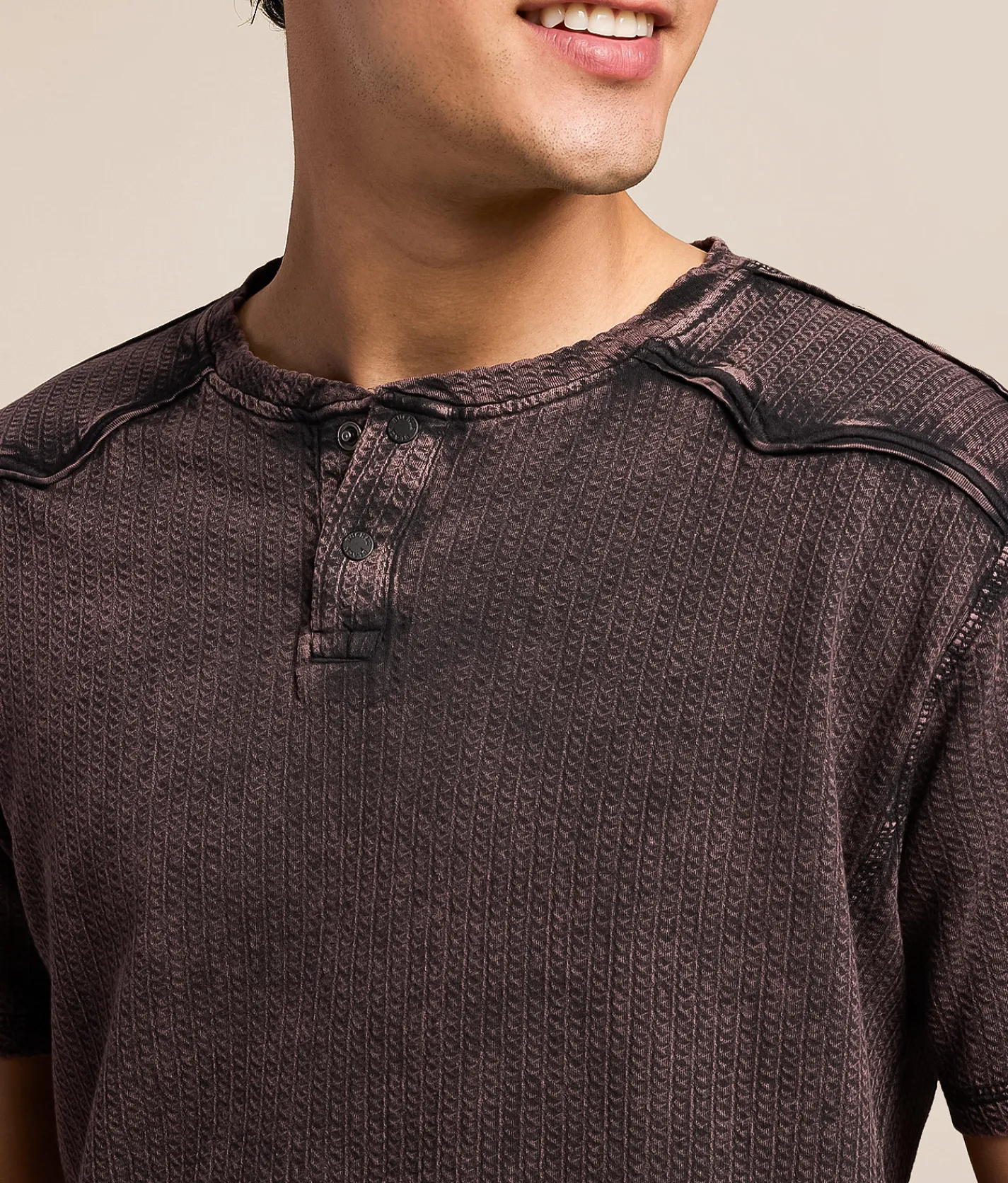 Tops | Buckle Black Washed Henley Sable