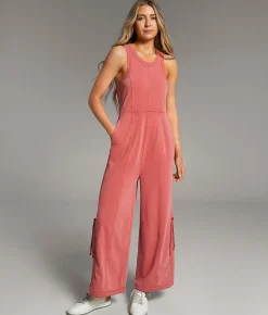 BKE Washed Jumpsuit Washed Red Outlet