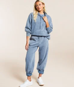 Gilded Intent Washed Knit Hooded Sweatshirt China Blue Clearance