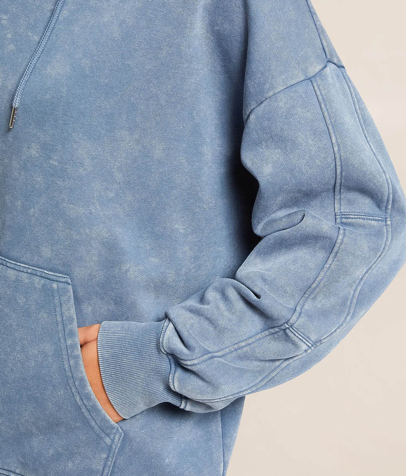 Gilded Intent Washed Knit Hooded Sweatshirt China Blue Clearance