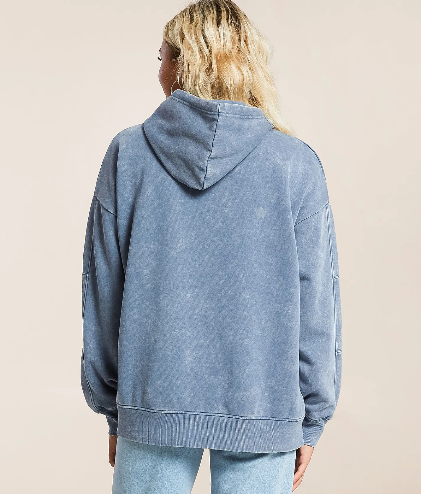 Gilded Intent Washed Knit Hooded Sweatshirt China Blue Clearance