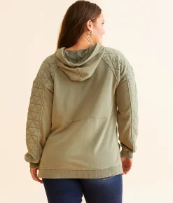 BKE Washed Knit Hooded Sweatshirt Dusty Olive Clearance