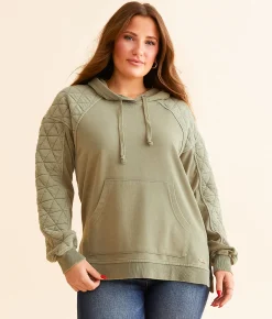 BKE Washed Knit Hooded Sweatshirt Dusty Olive Clearance