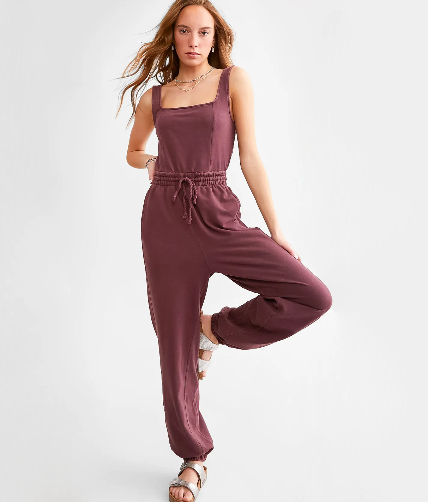 BKE Washed Knit Jumpsuit Polignac Clearance