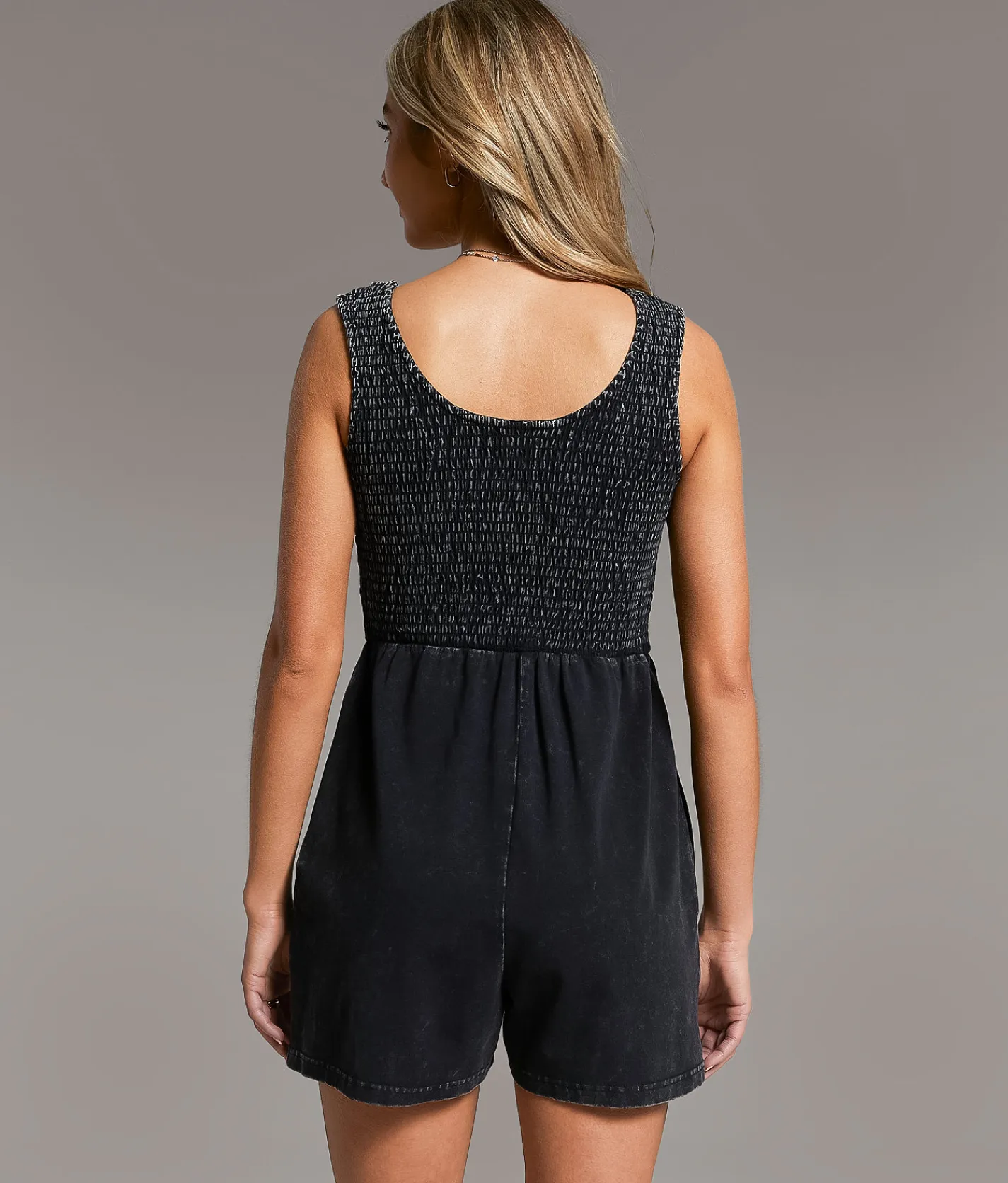 BKE Washed Knit Romper Washed Black
