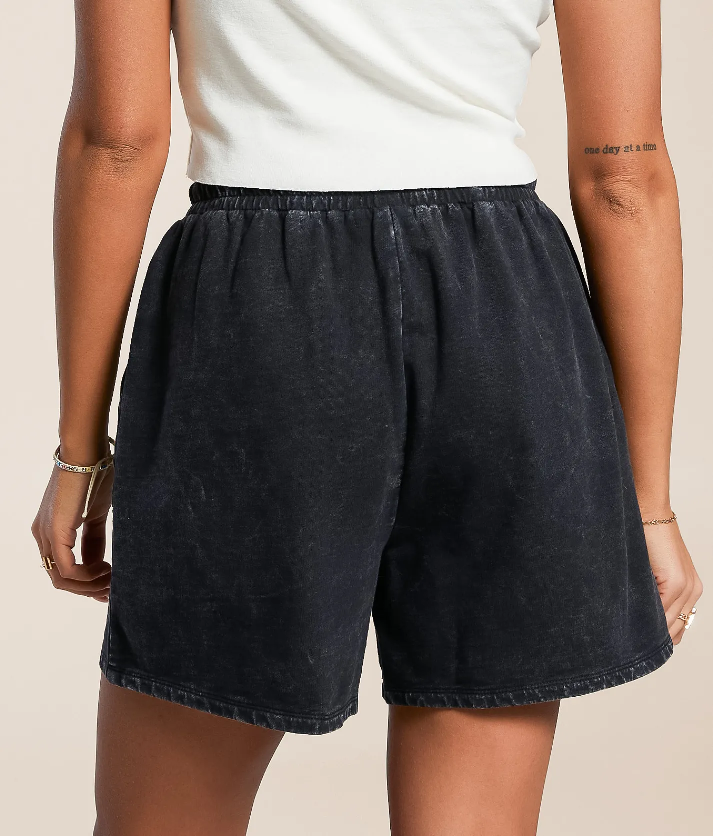 Gilded Intent Washed Knit Short Washed Black Online