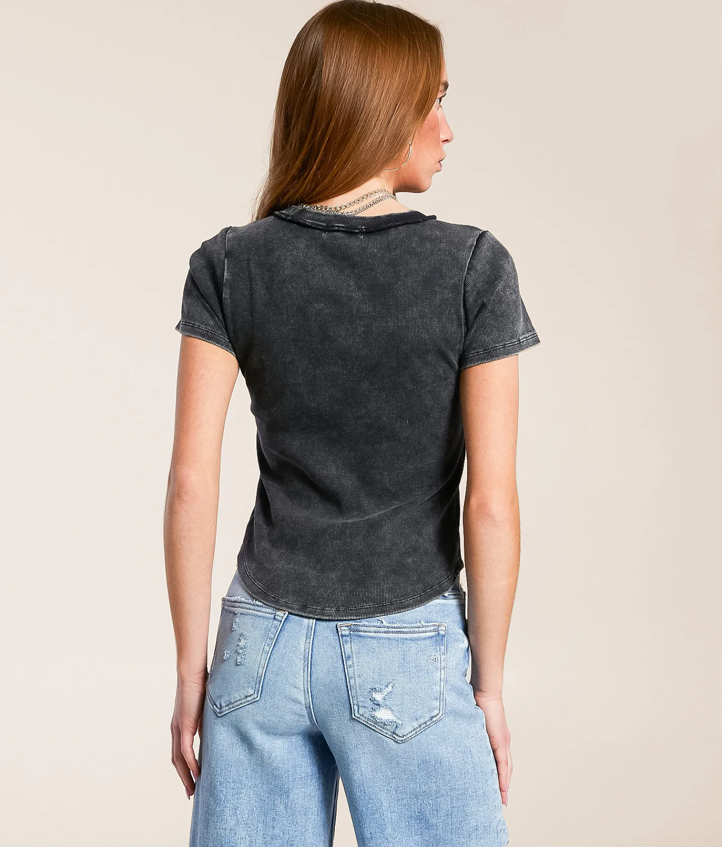Gilded Intent Washed Knit Top Washed Black Outlet