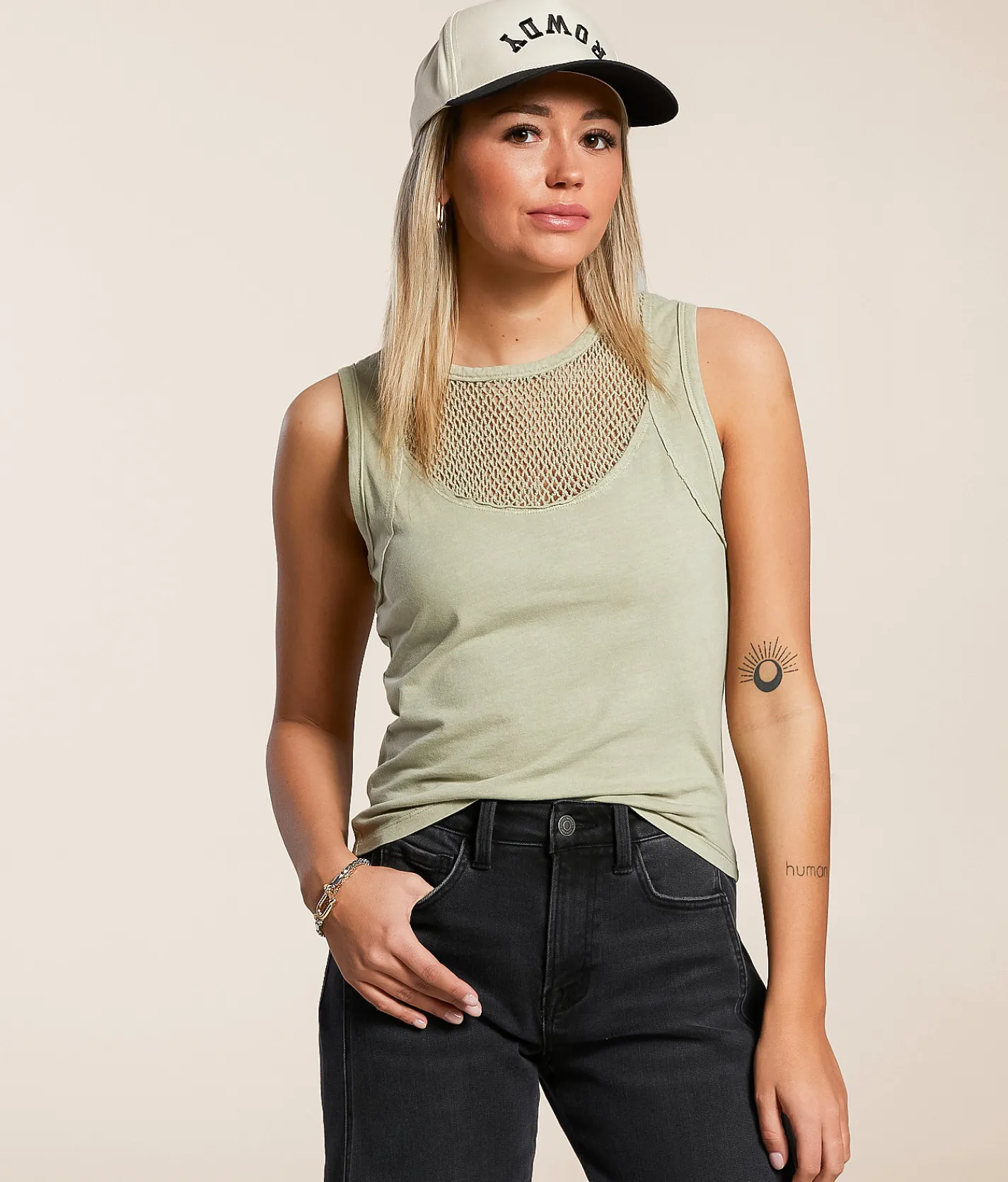 Gilded Intent Washed Mesh Tank Top Elm Online