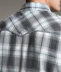 Tops | BKE Vintage Washed Plaid Standard Shirt Black Blue White
