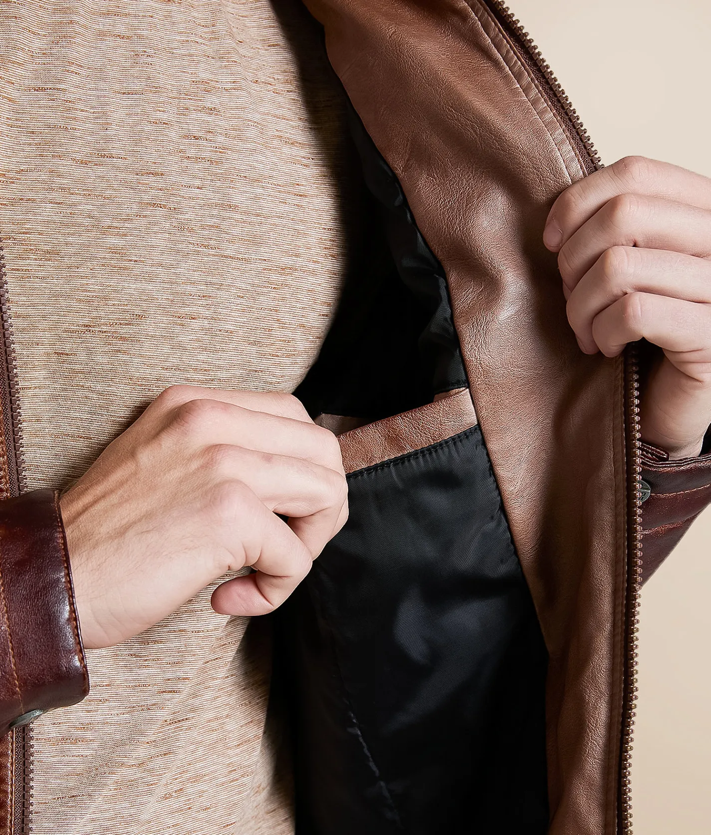 Tops|Coats & Jackets | Buckle Black Washed Pleather Jacket Tobacco Brown