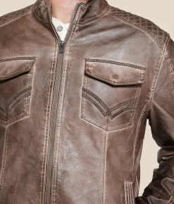 Buckle Black Washed Pleather Jacket Brown Best
