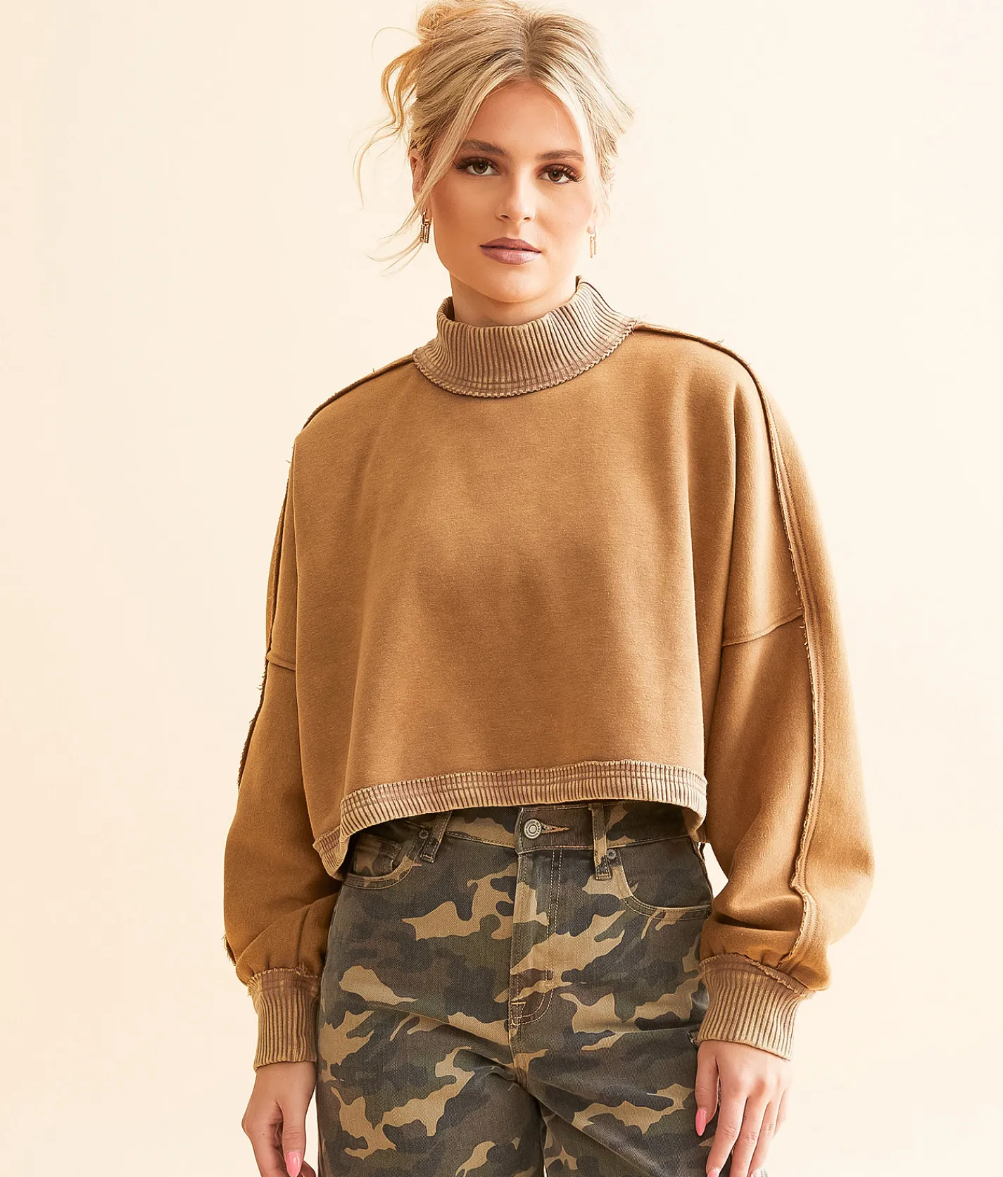 Tops | Gilded Intent Washed Pullover Washed Brown